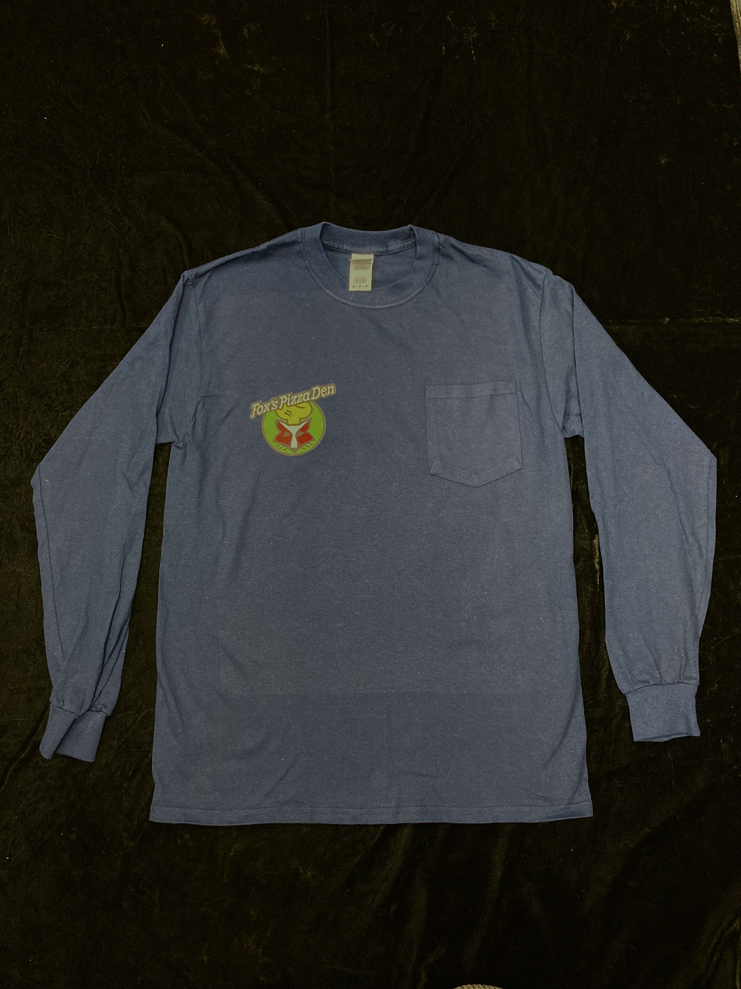 SALE Fox's Logo - Medium Navy Long Sleeve Pocket Shirt