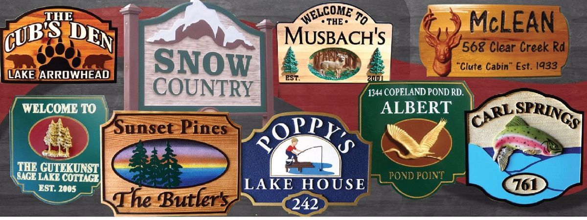 hand painted LOST BEAR RIVER CABINS & CAMPGROUNDS SIGN 