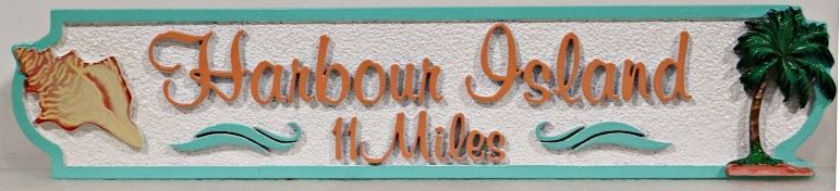 L21514 - Carved and Sandblasted 2.5-D Multi-Level Relief HDU Coastal Residence Name Sign 
