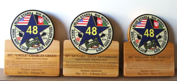 MP-3560 - Carved Campaign Plaques with Unit Insignia, Afghanistan, Personalized, Cedar Wood