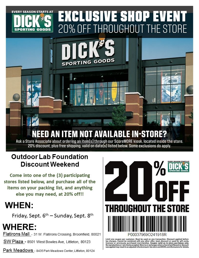 outdoor sports store near me on Outdoor Lab Foundation Dick S Sporting Goods Offers Discount To Outdoor Lab Families