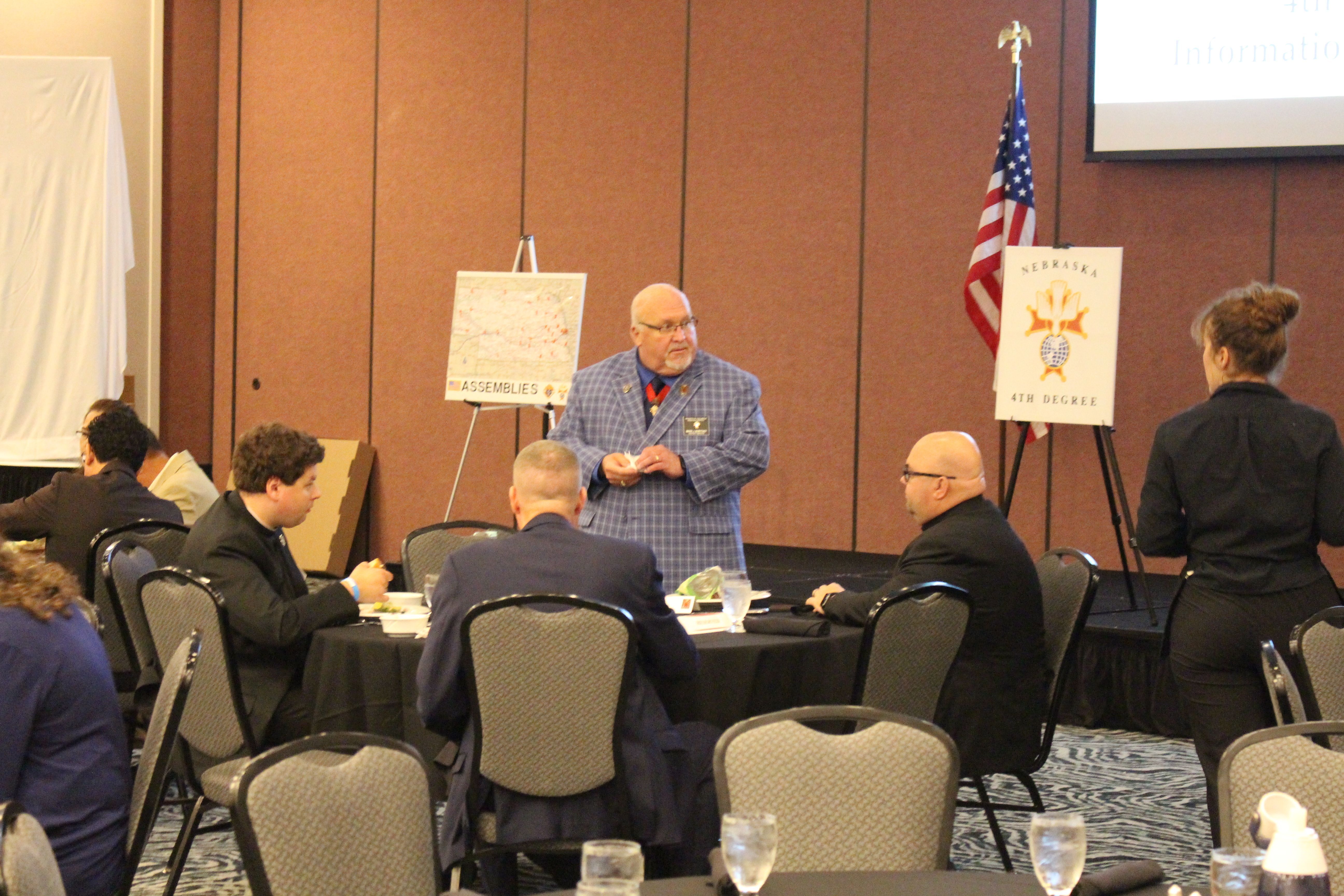 District Marshall discusses 4th Degree at Leadership Training Seminar