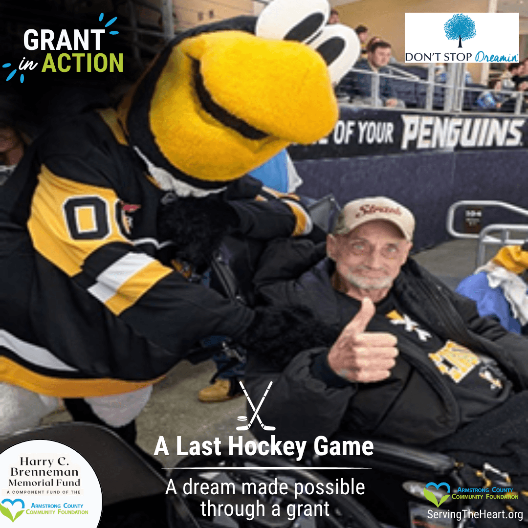 Three photos showing individuals and families enjoying special experiences made possible through Don't Stop Dreamin', including a hockey game, a Pirates game and a family trip to Splash Lagoon.