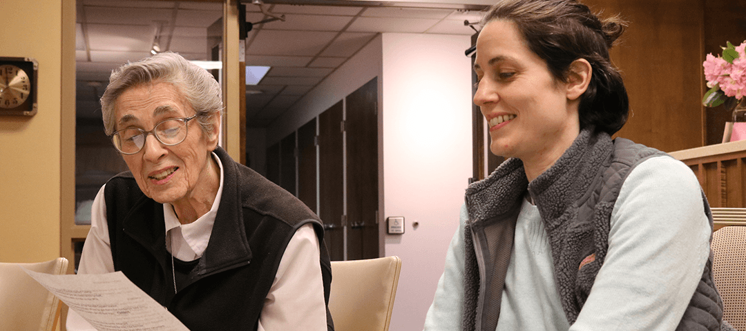 Sister Rosanne and Kimberly enjoy the sing-a-long.