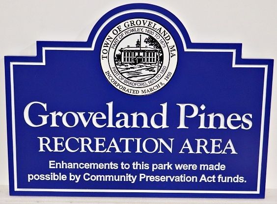 GA16420A - Carved Entrance Sign for "Groveland Pines Recreation Area" 