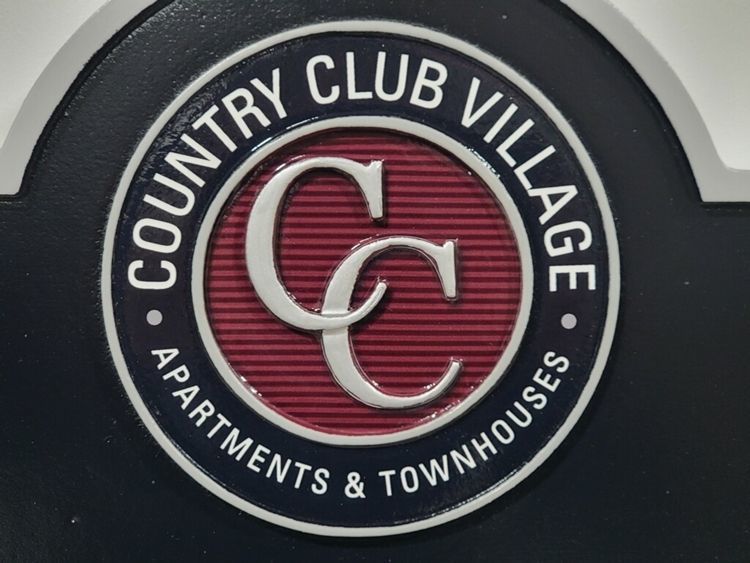 K20431 - Carved 2.5-D Multi-level Raised ReliefHigh-Density-Urethane (HDU)  Residential Community Sign for  "Country Club Village"