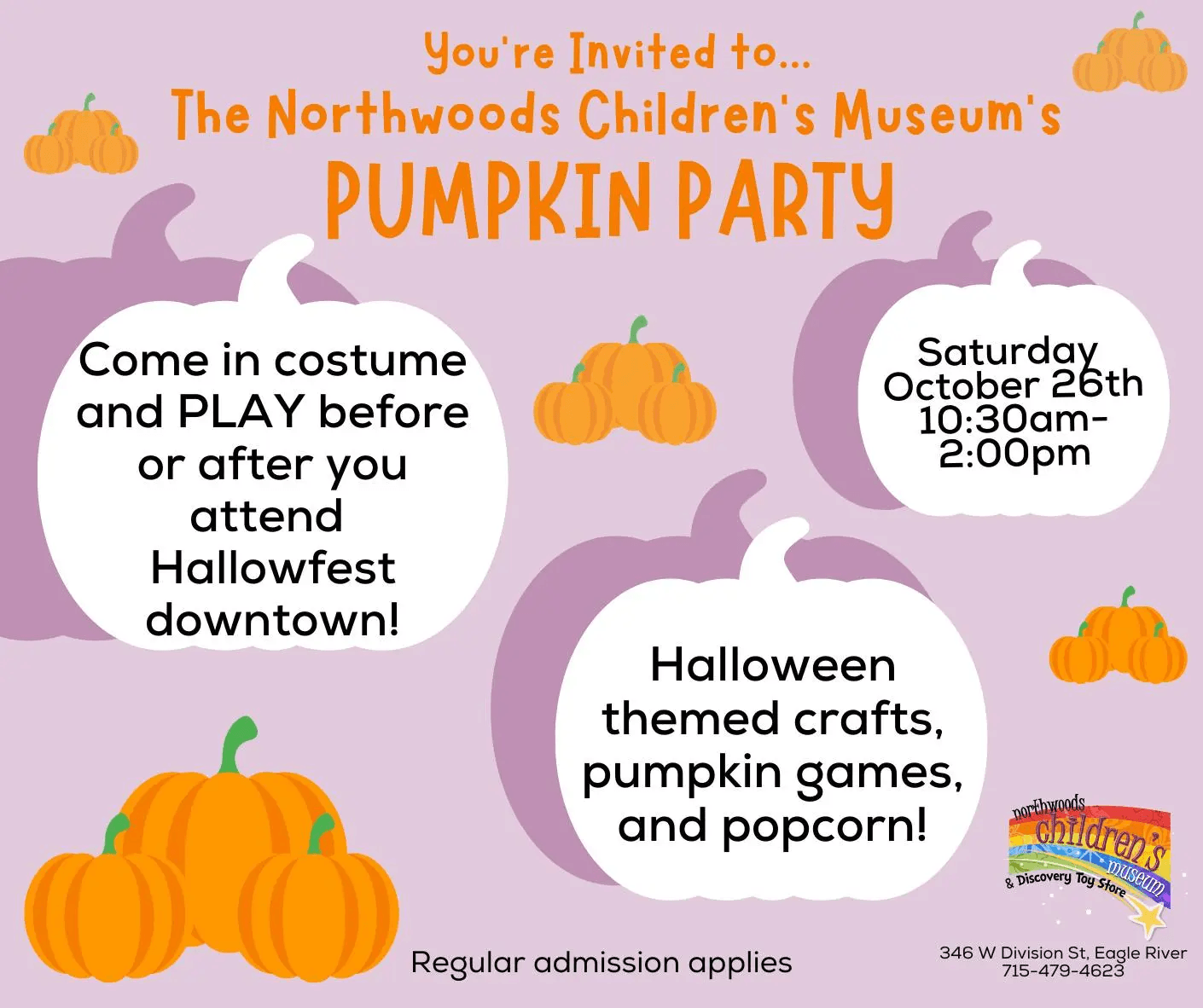 Pumpkin Party at the Northwoods Children's Museum!