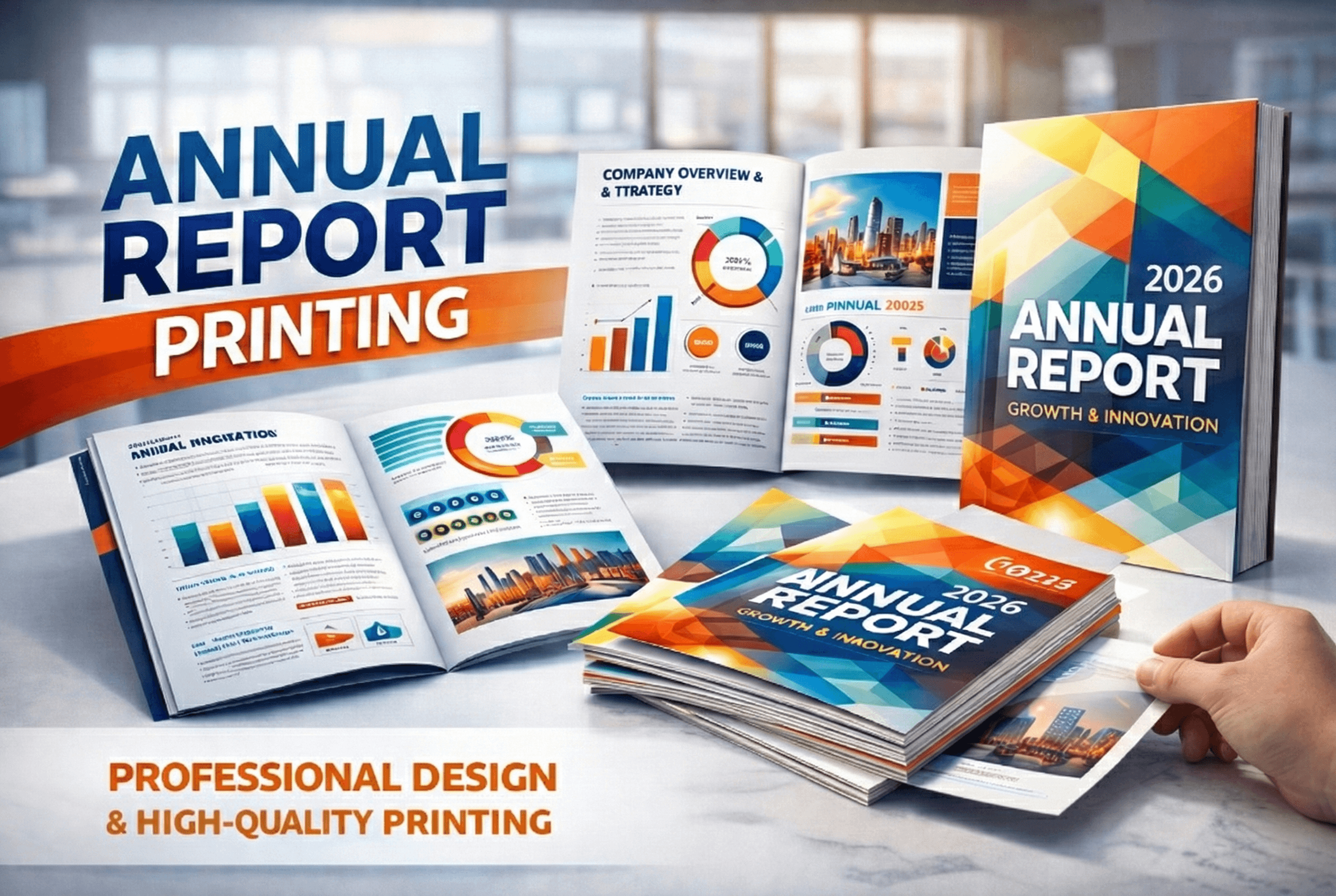 High-quality annual report printing with custom binding, premium paper, and professional finishes by Zebra Printing