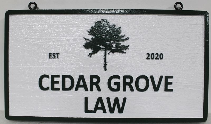 A10149 - Carved HDU Sign for Cedar Grove Law