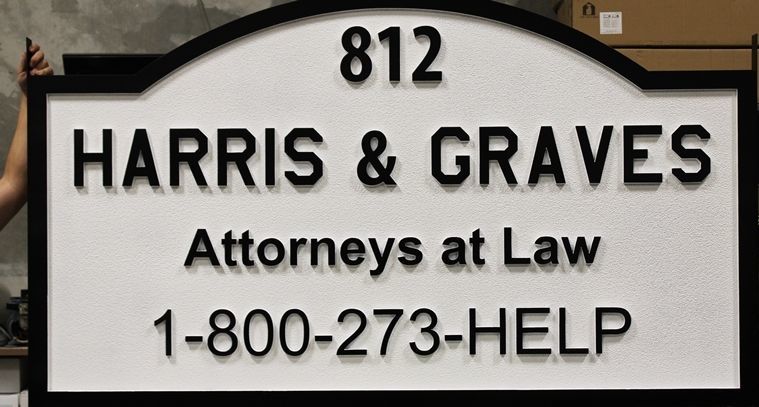 A10521 - Carved  HDU Sign for the Harris & Graves Attorneys at Law Office