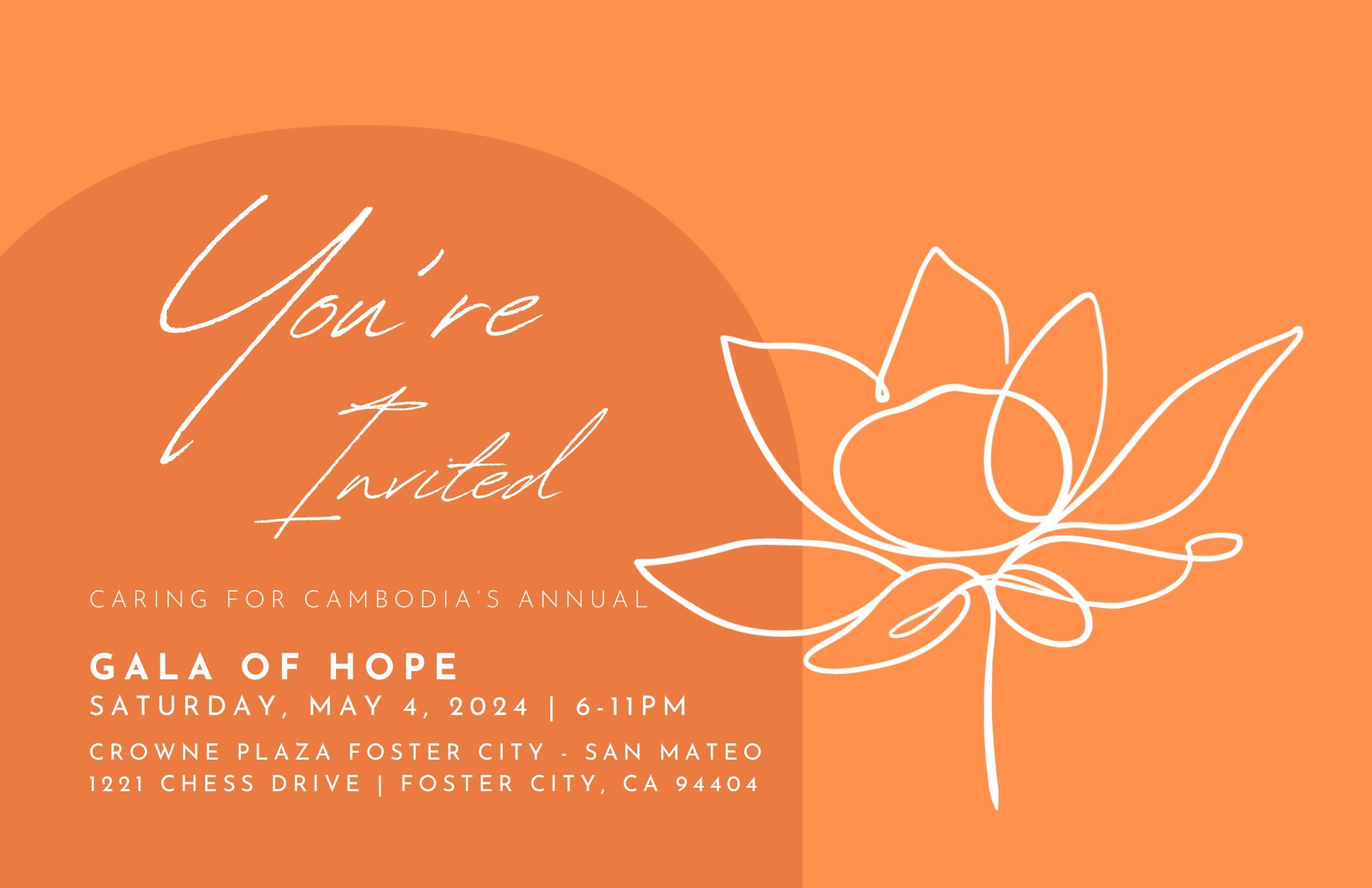Gala of Hope San Mateo, California Invite 