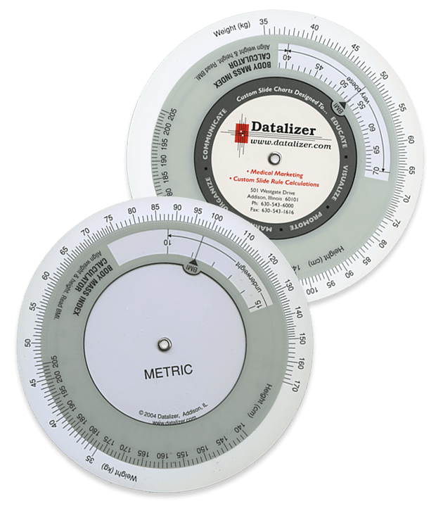 4-1/2 Inch Plastic Body Mass Index Calculator: English or Metric