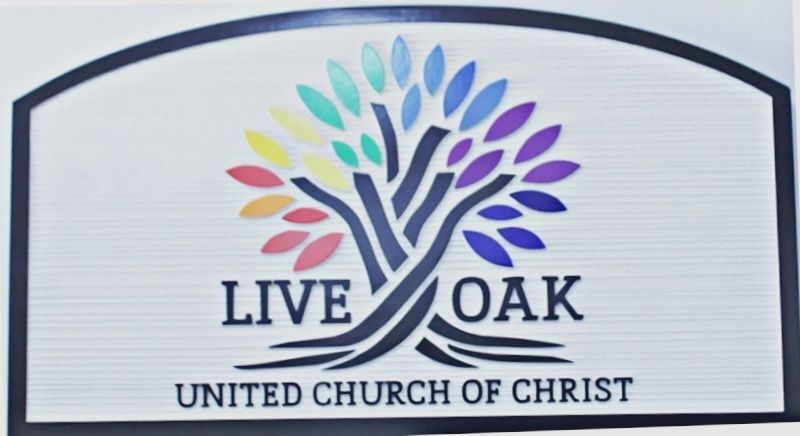 D13040 - Carved and Sandblasted HDU Sign for Live Oak United Church of Christ