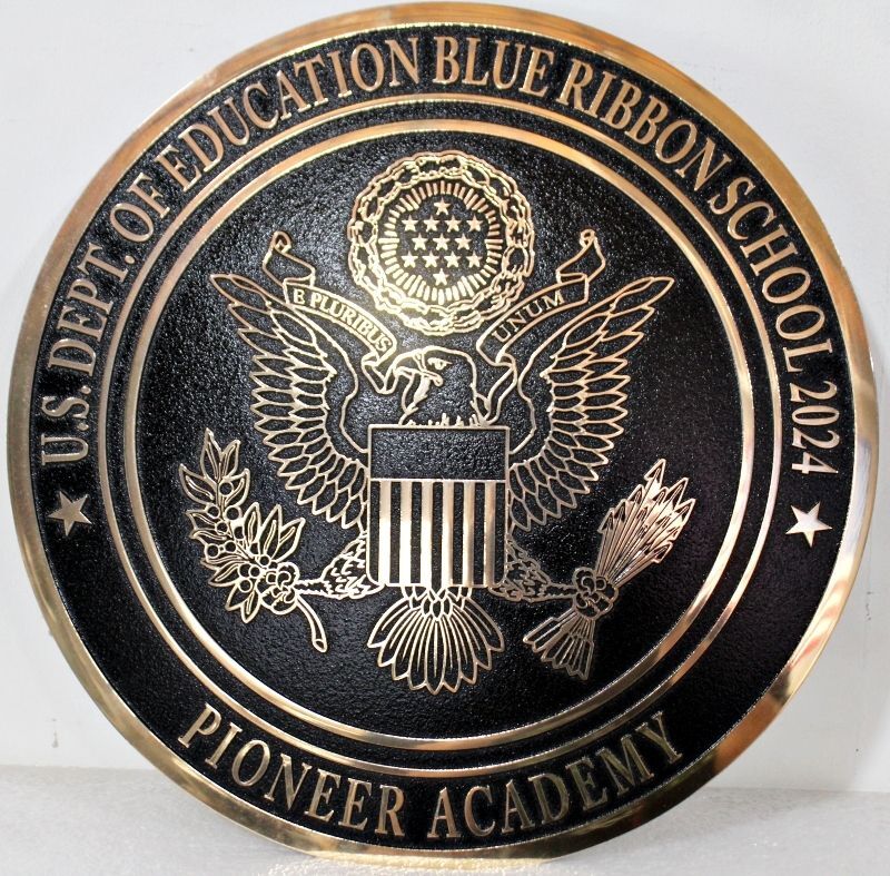 TP-1135 - Carved Plaque of the U.S. Department of Education Blue Ribbon School 2024 Plaque for Pioneer Academy in Bronze-Finish