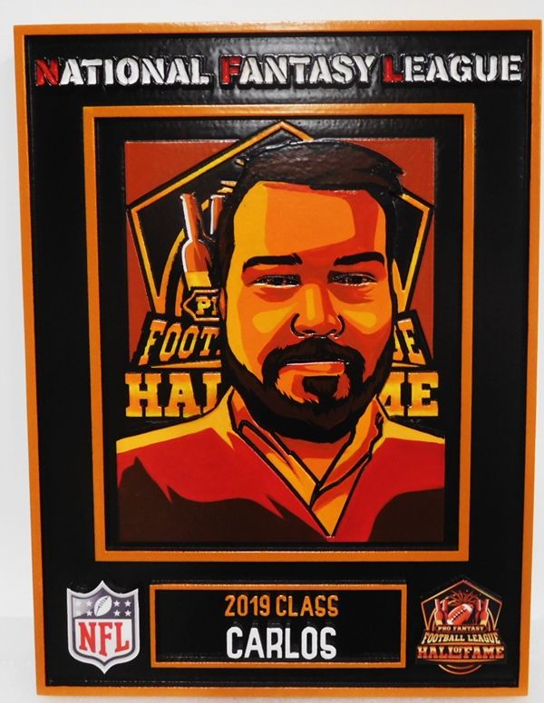 UP-3280 - Carved Plaque for National Fantasy Football League Player Carlos