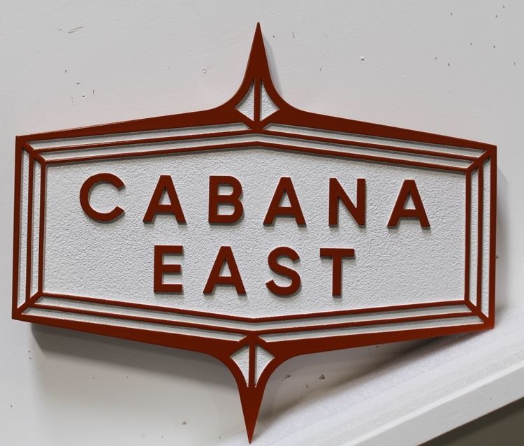 L22205 - Carved and Sandblasted 2.5-D Raised  Relief HDU  Coastal Residence Sign "Cabana East"