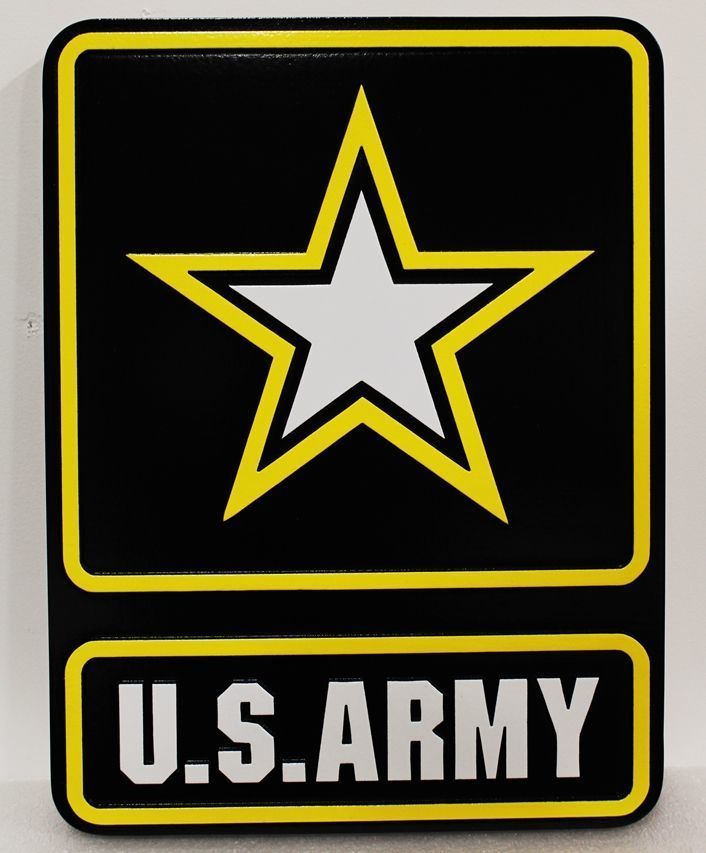 V312712 - Carved  2.5-D HDU Star  Plaque for the US Army