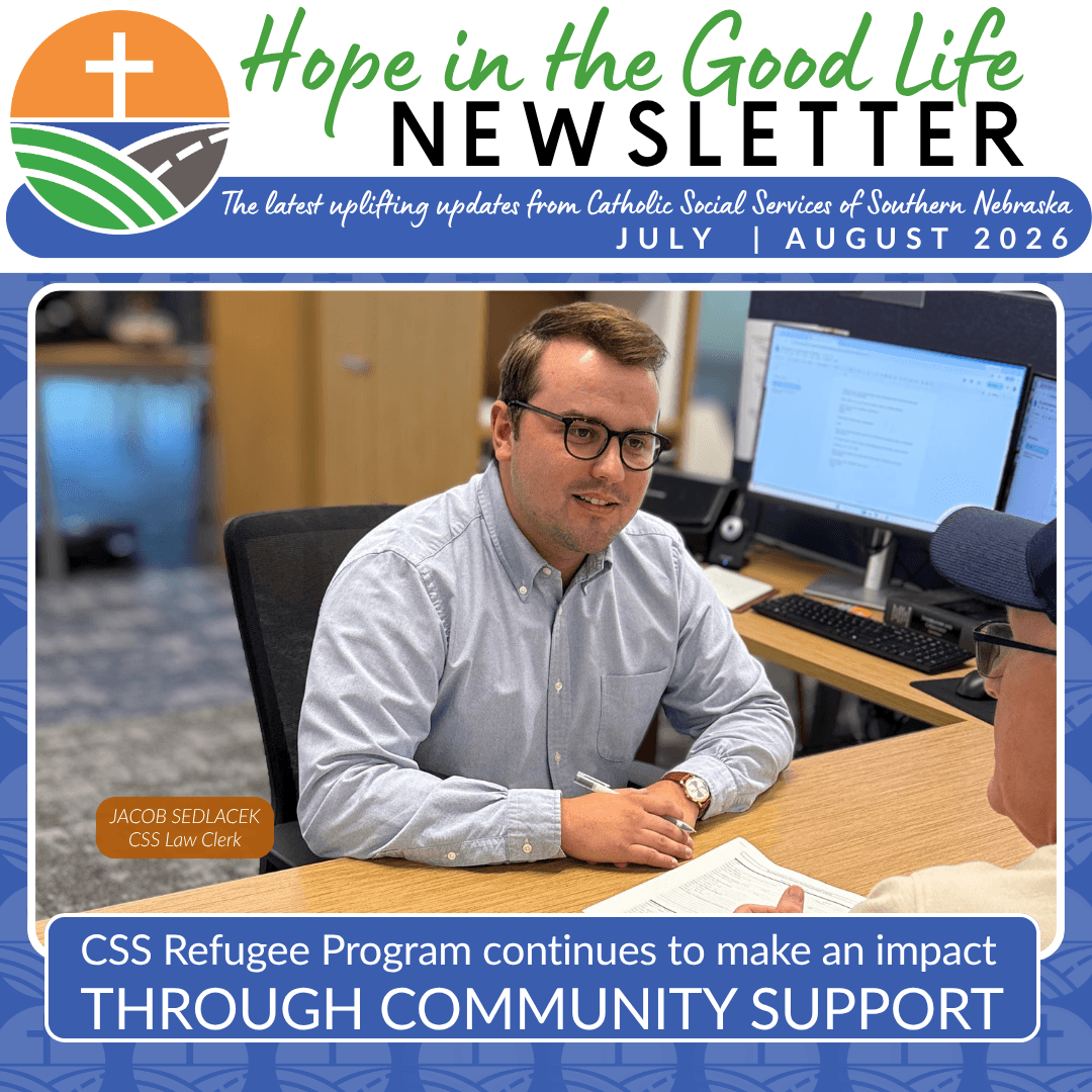 Jacob Sedlacek, CSS Law Clerk, meets with Immigration Legal Service clients