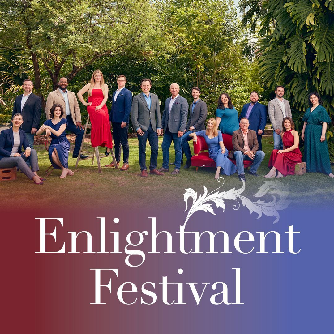 Group of people with the text Enlightenment Festival overlaying it.