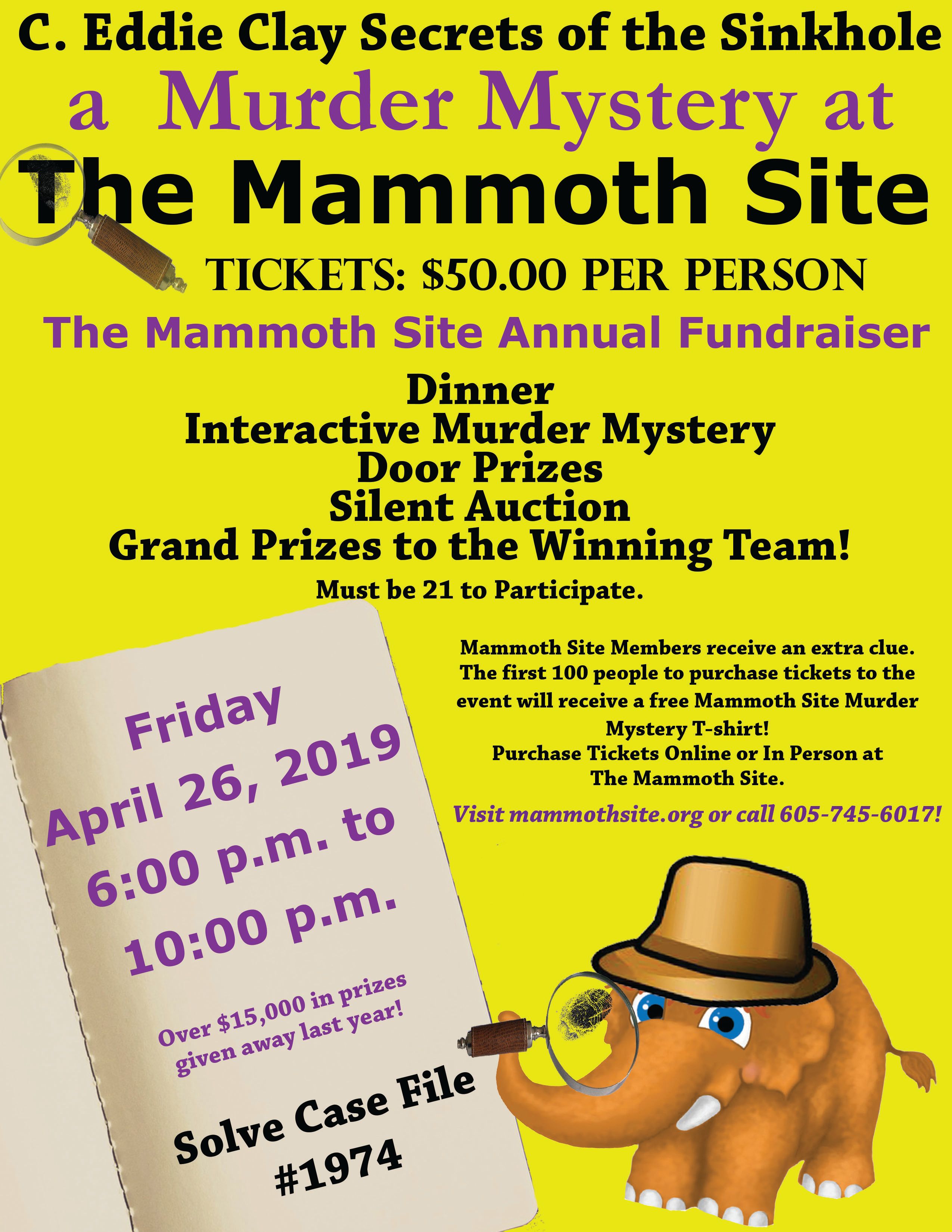Eddie Clay Legacy “Secrets of the Sinkhole” Murder Mystery at  The Mammoth Site