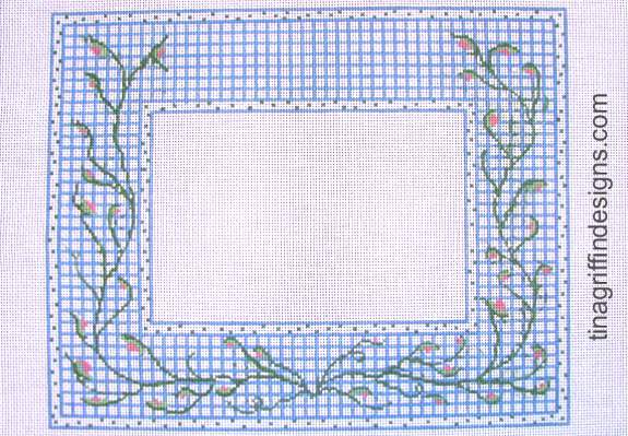 Blue and White Check with Vine Frame