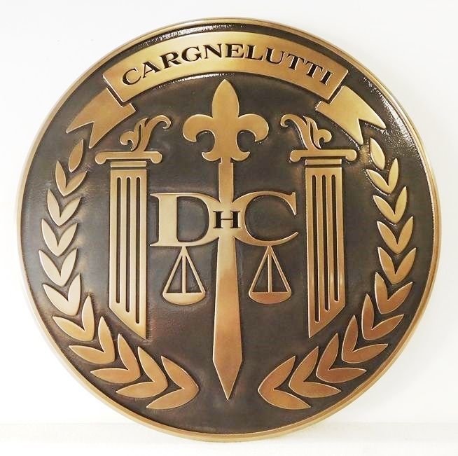 HP-1070 - Carved Plaque of the Seal of a County Court, Bronze Plated