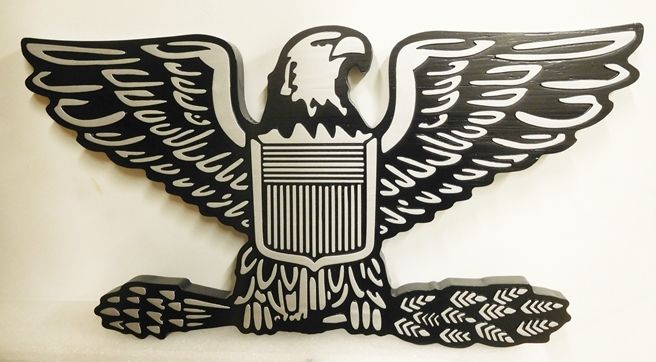 MP-1182 - Carved Plaque of the Insignia of the US Army Eagle,  Aluminum Plated