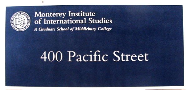 FA15543 - Carved High-Density-Urethane (HDU)Building Address Sign for the Monterey Institute of International Studies 