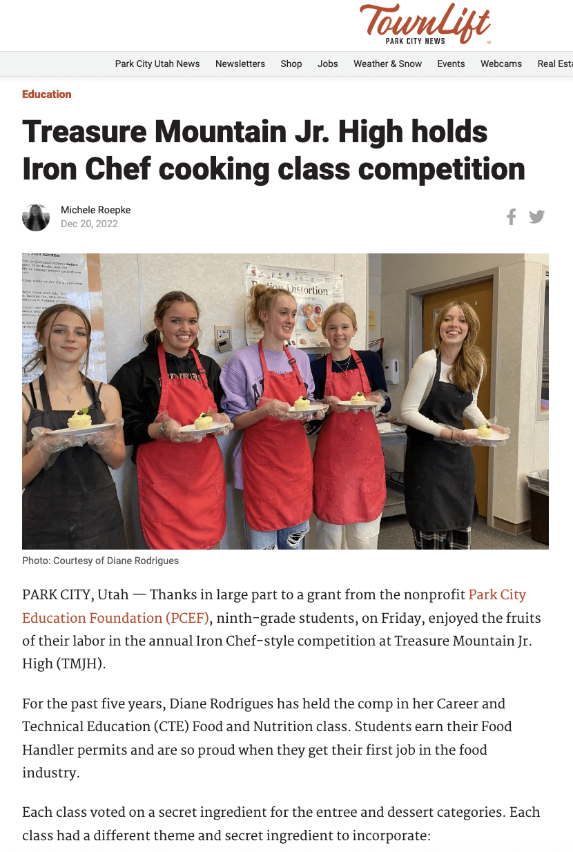 Treasure Mountain Jr. High holds Iron Chef cooking class competition