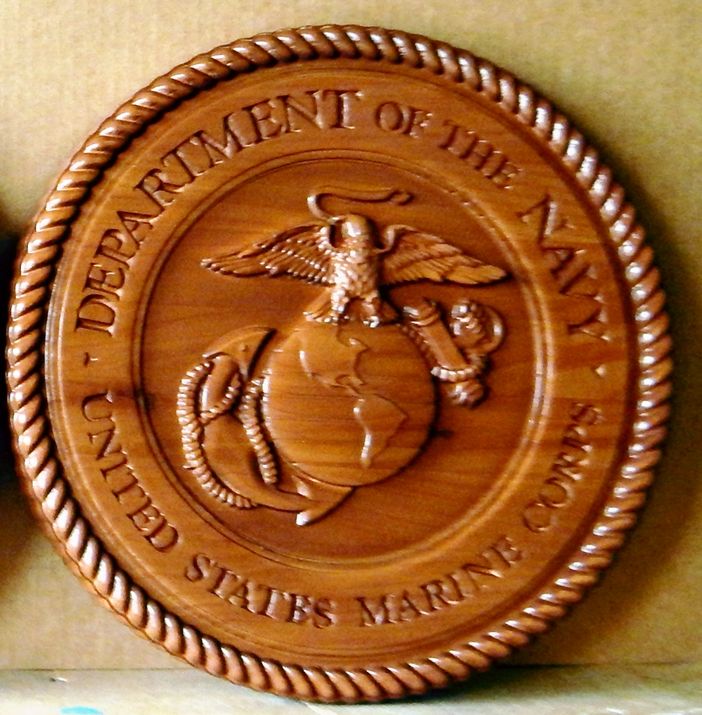 WM1100 - Seal of the US Marine Corps, 3-D Stained Mahogany