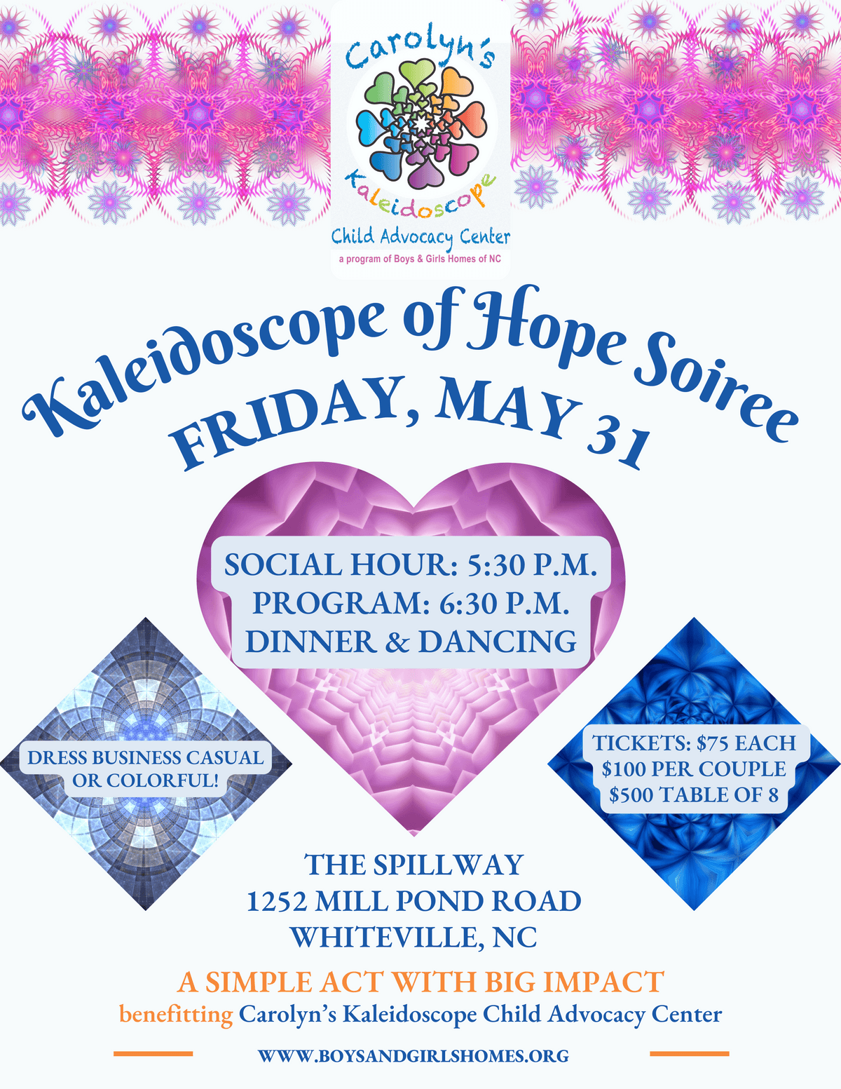 SAVE THE DATE: May 31 Kaleidoscope of Hope Soiree to benefit Carolyn's Kaleidoscope Child Advocacy Center
