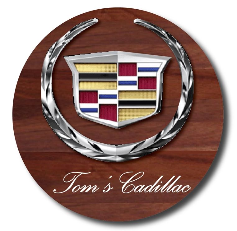 VP-1040 - Carved Wall Plaque of the Emblem/Logo of Cadillac, Aluminum Plated on Mahogany Wood
