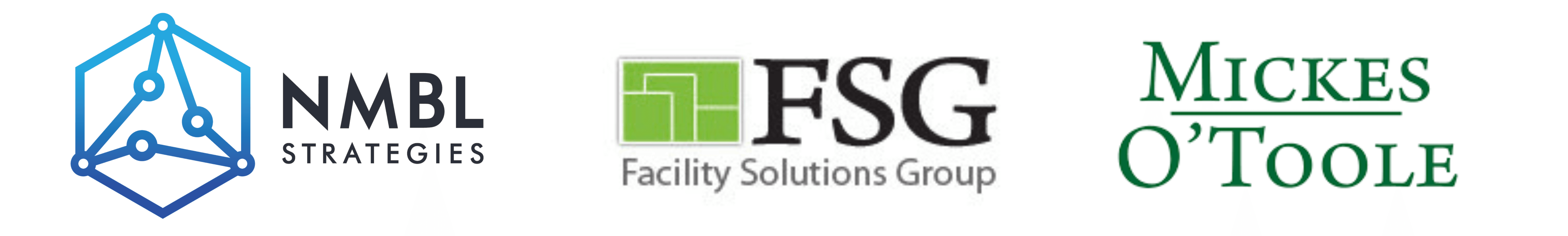 Nimbl, FSG, and Mickes O'Toole logos