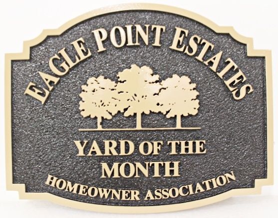 KA20975 - Carved High-Density-Urethane (HDU) Yard of the Month Sign for "Eagle Point Estates Homeowner Association"