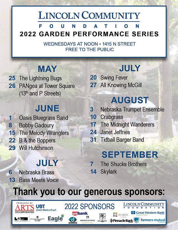 2022 Garden Performance Series dates.