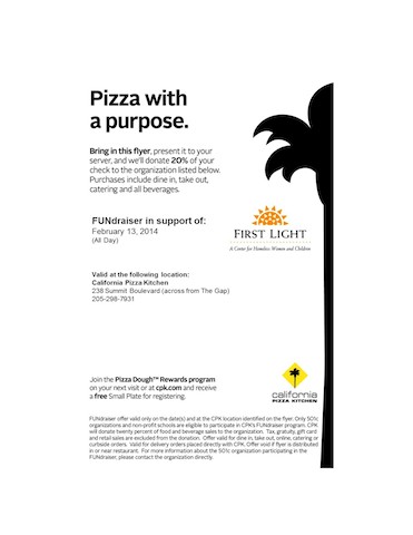 Pizza with a Purpose at CPK on Feb 13th