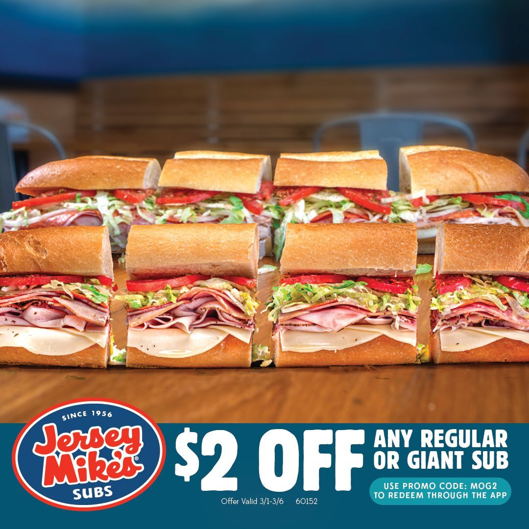 Jersey Mike's Month of Giving Customer Appreciation Coupon: $2 off!
