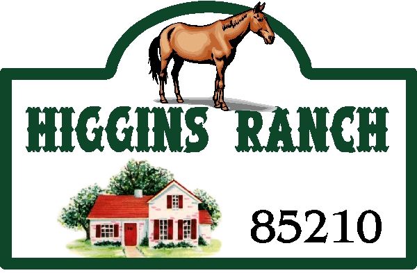 O24819 - Design of Ranch Sign with House and Horse