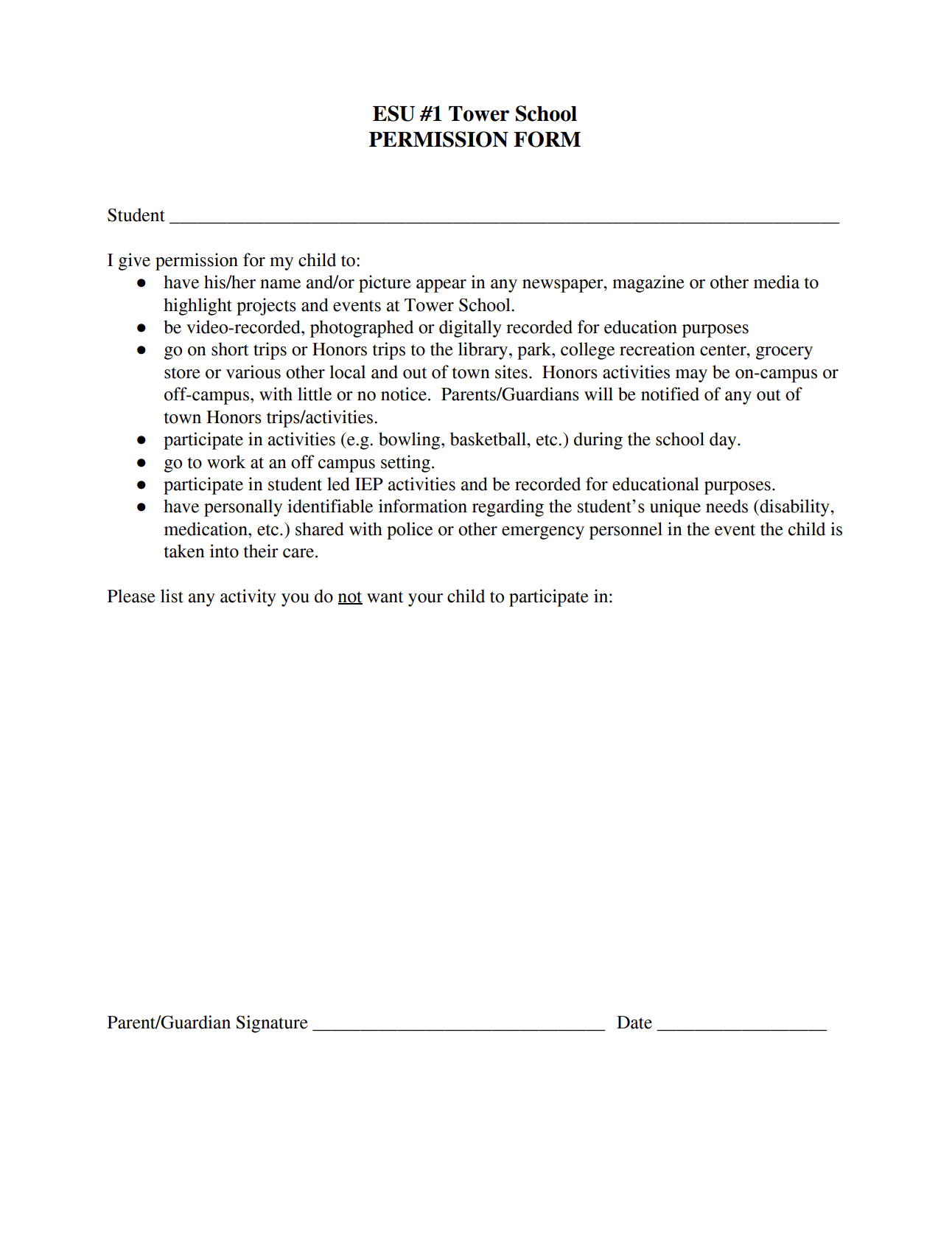Permission Form