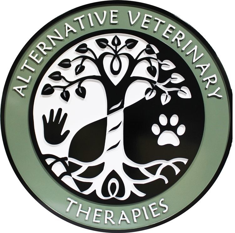 BB11780 - Carved  2.5-D Multi-level Relief HDU Entrance Sign for "Alternative Veterinary Therapies" 