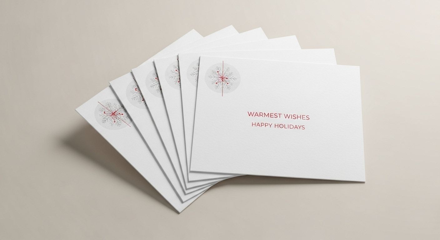 Custom printed holiday cards with vibrant colors and premium paper for Bellevue & Seattle customers.