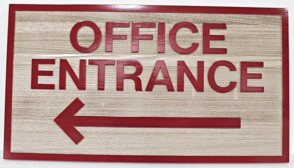 KA20601A - Carved and Sandblasted Wood Grain Office Entrance Directional Sign