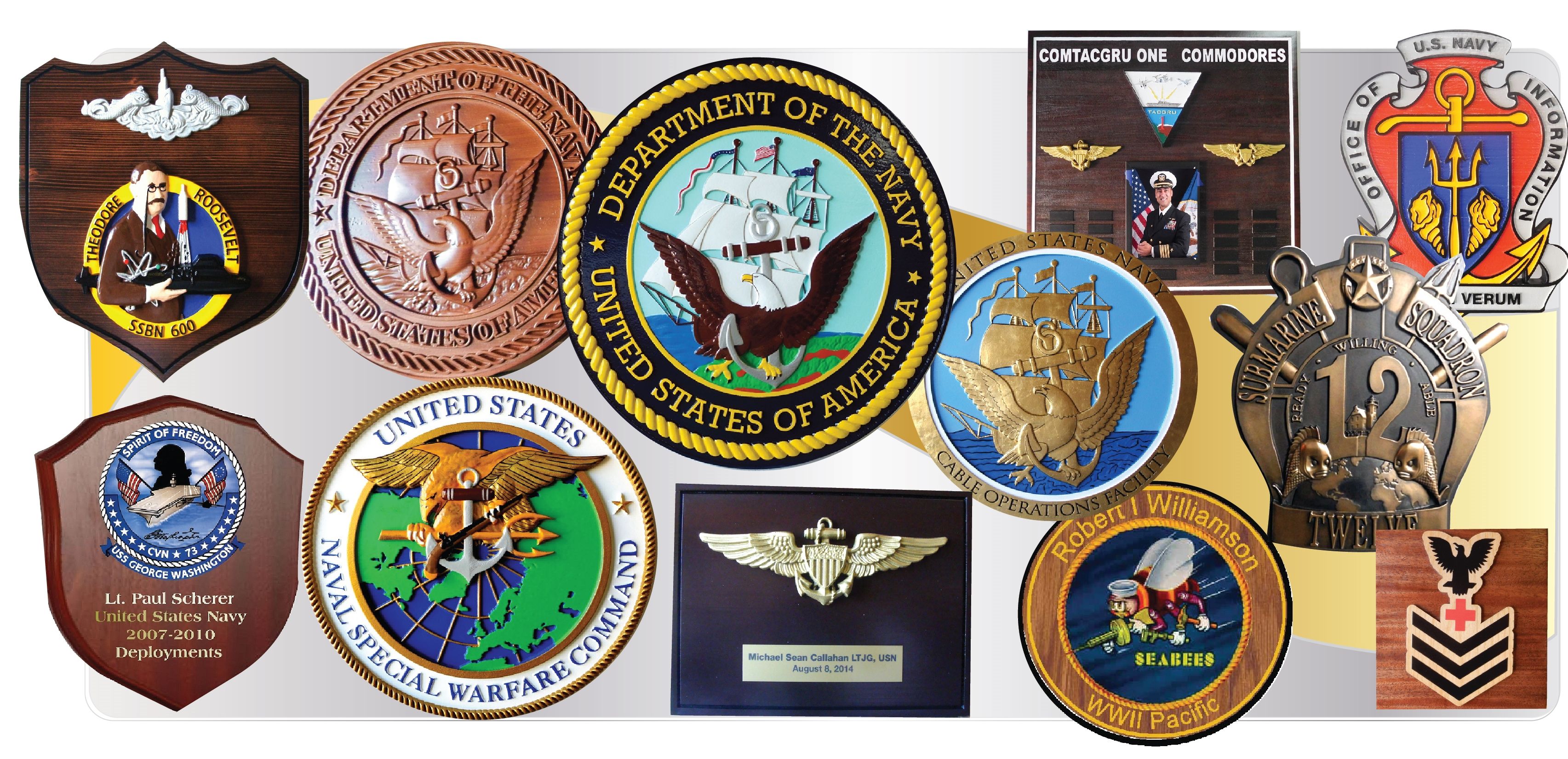 Military Carved Wood Plaques for Units & Individuals