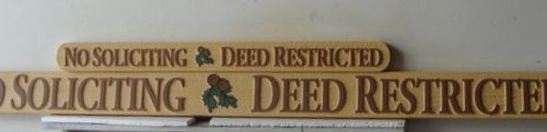 KA20738 - Carved Wood Grain  HDU Sign for Residential Community, No Soliciting and Deed Restricted