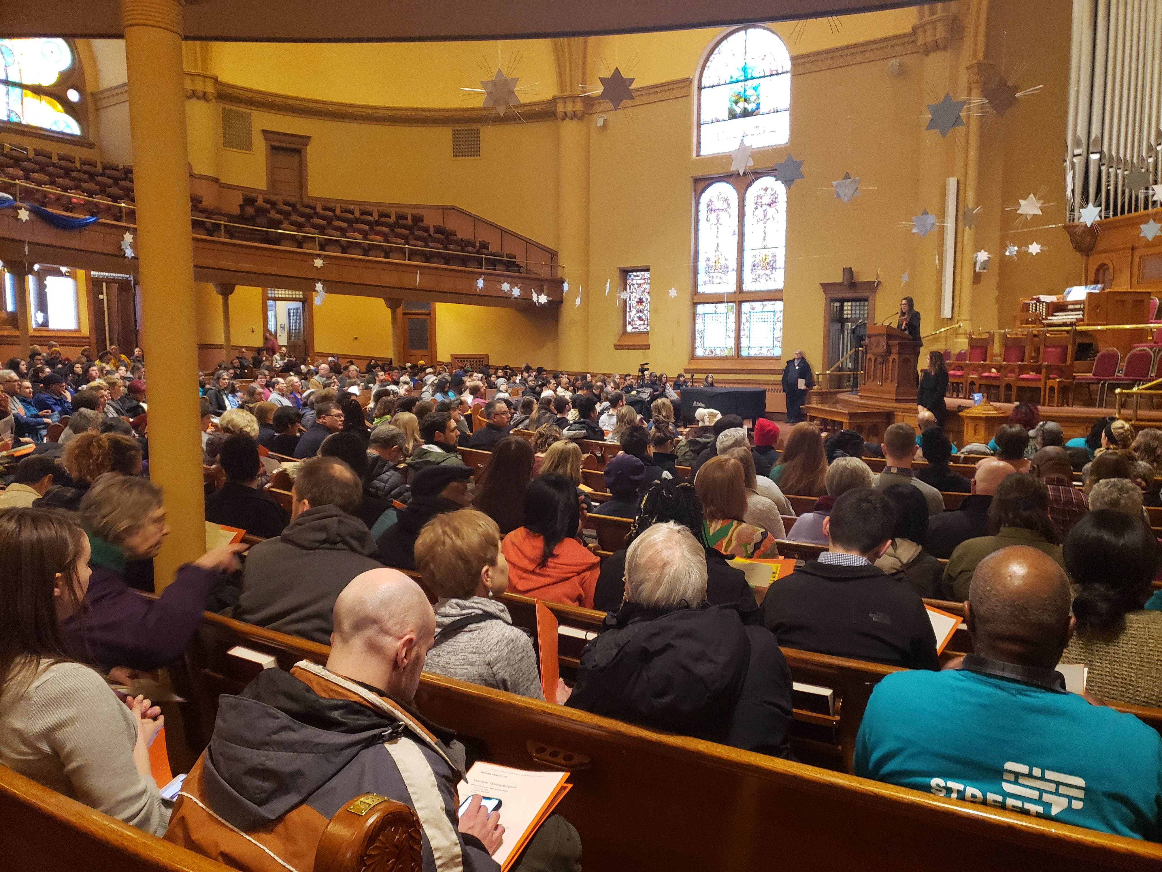 The crowd at Central Presbyterian Church 