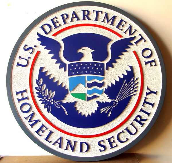 U30171 - Department of Homeland Security Seal Carved Wood Wall Plaque
