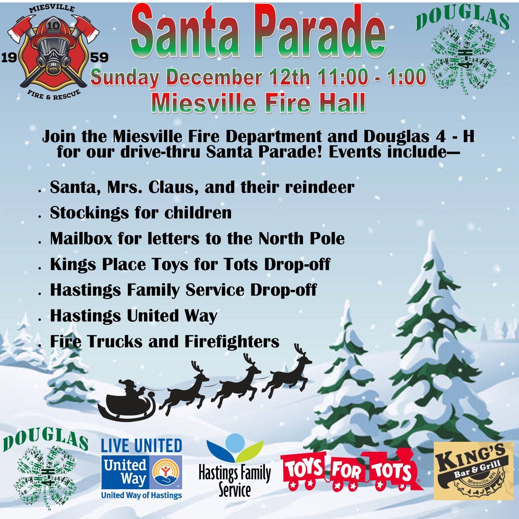 Miesville Fire Department & Douglas 4-H Club Santa Parade