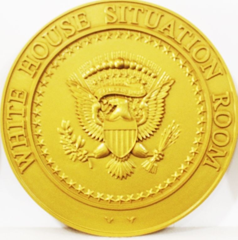 AP-1184 - Carved 3-D Plaque of the Seal of the White House Situation Room