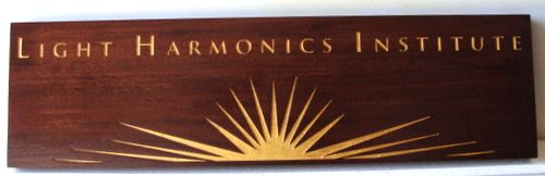 SA28047 - Mahogany-Stained Wooden Plaque with 24K Gold Image of the Sun for the "Light Harmonics Institute"