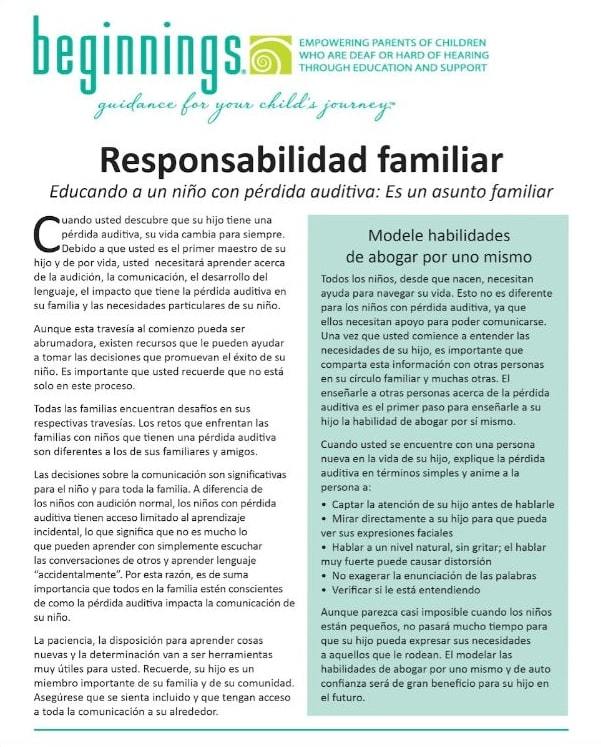 Panfleto sobre Responsabilidad Familiar